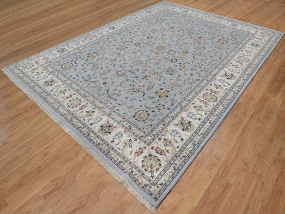 Blue 8'10" x 12'1" Fine Oriental Hand knotted Wool/Silk Rug - Sku: O091607