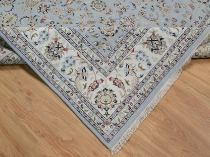 Blue 8'10" x 12'1" Fine Oriental Hand knotted Wool/Silk Rug - Sku: O091607
