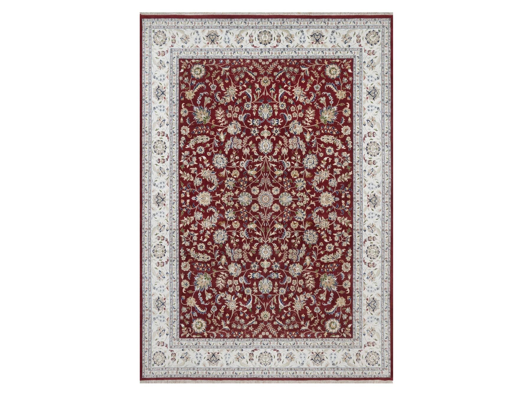 Red 9'9" x 14'0" Fine Oriental Hand knotted Wool/Silk Rug - Sku: O091609
