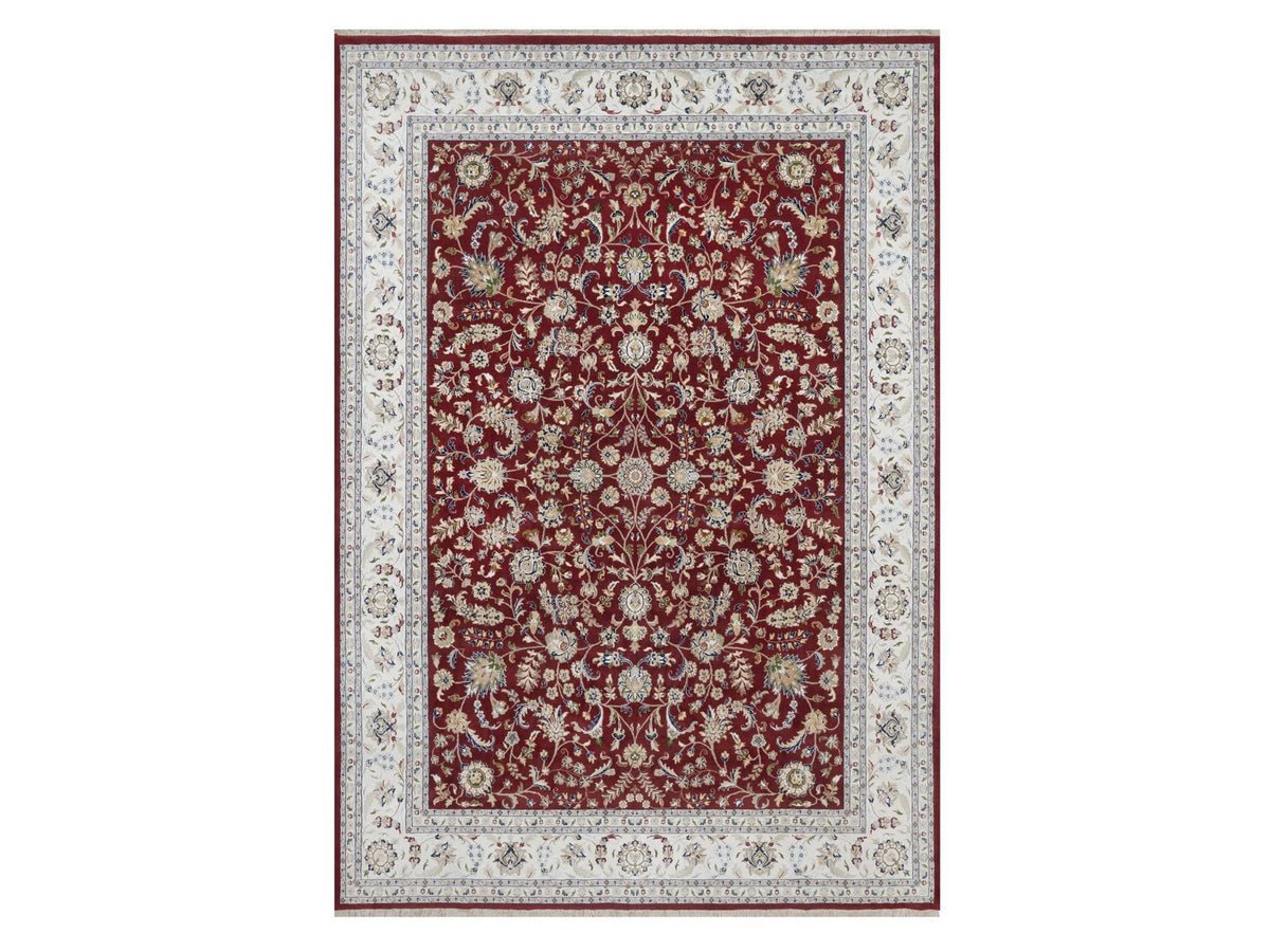 Nain Fine Oriental hand-knotted wool/silk rug in Red & Ivory, 9'9" x 14' — SKU O091609