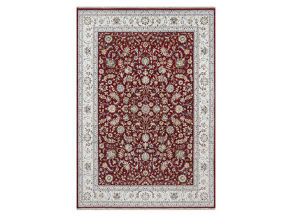 Nain Fine Oriental hand-knotted wool/silk rug in Red & Ivory, 9'9" x 14' — SKU O091609