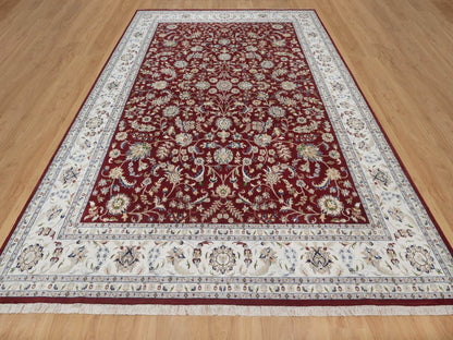 Nain Fine Oriental hand-knotted wool/silk rug in Red & Ivory, 9'9" x 14' — SKU O091609 (view 2)