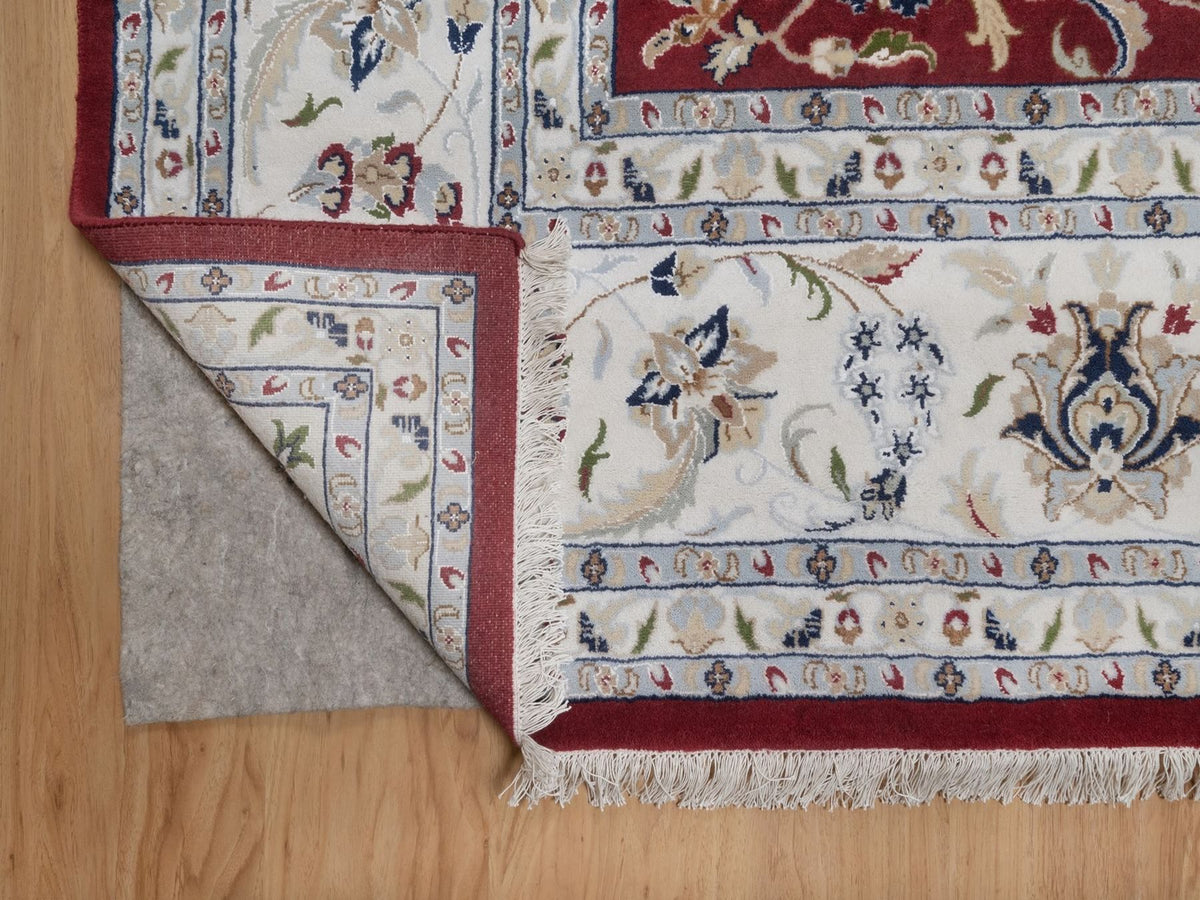 Nain Fine Oriental hand-knotted wool/silk rug in Red & Ivory, 9'9" x 14' — SKU O091609 (view 4)