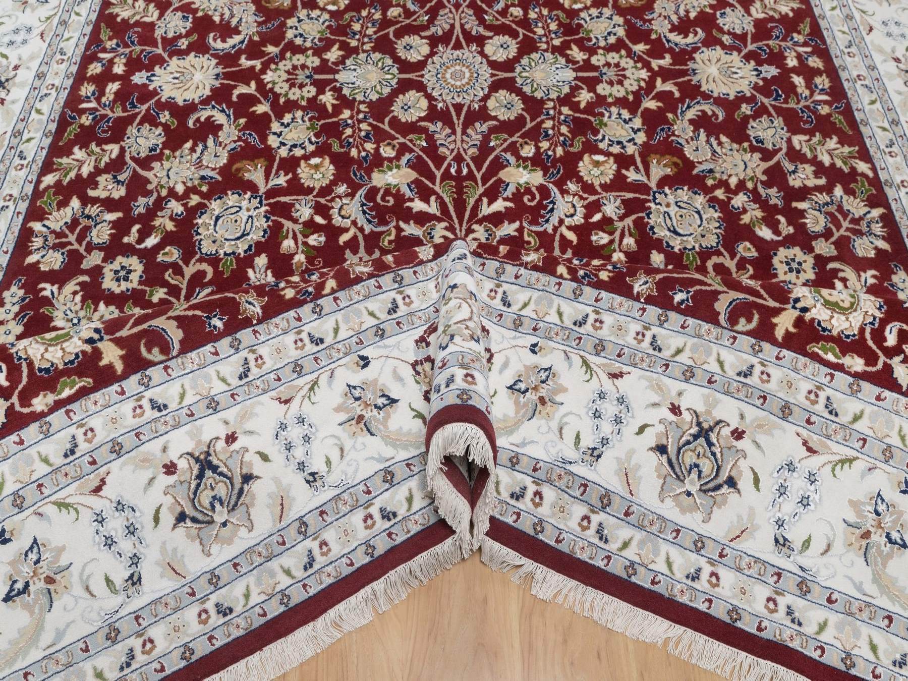Nain Fine Oriental hand-knotted wool/silk rug in Red & Ivory, 9'9" x 14' — SKU O091609 (view 5)
