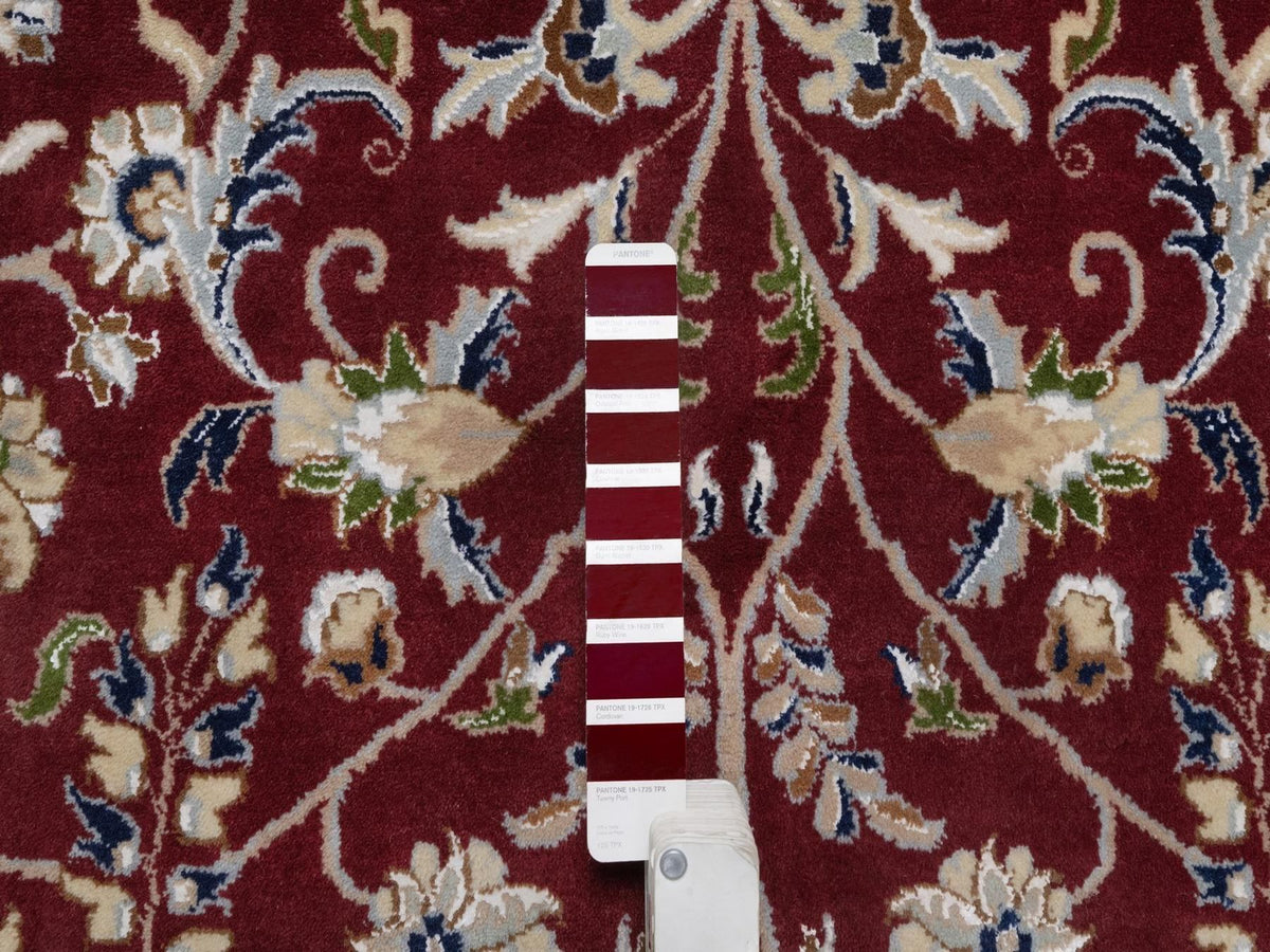 Nain Fine Oriental hand-knotted wool/silk rug in Red & Ivory, 9'9" x 14' — SKU O091609 (view 7)