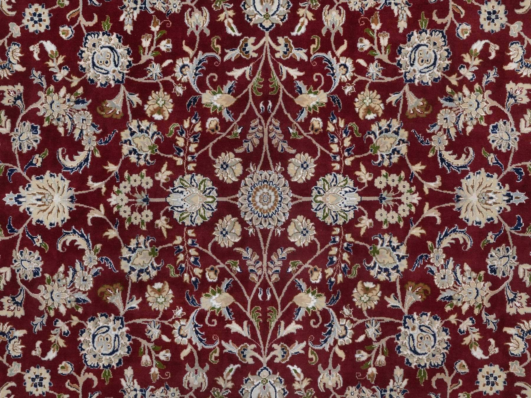 Nain Fine Oriental hand-knotted wool/silk rug in Red & Ivory, 9'9" x 14' — SKU O091609 (view 8)