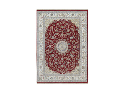 Nain Fine Oriental hand-knotted wool/silk rug in Red & Ivory, 9'11" x 14'1" — SKU O091610