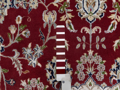Nain Fine Oriental hand-knotted wool/silk rug in Red & Ivory, 9'11" x 14'1" — SKU O091610 (view 7)