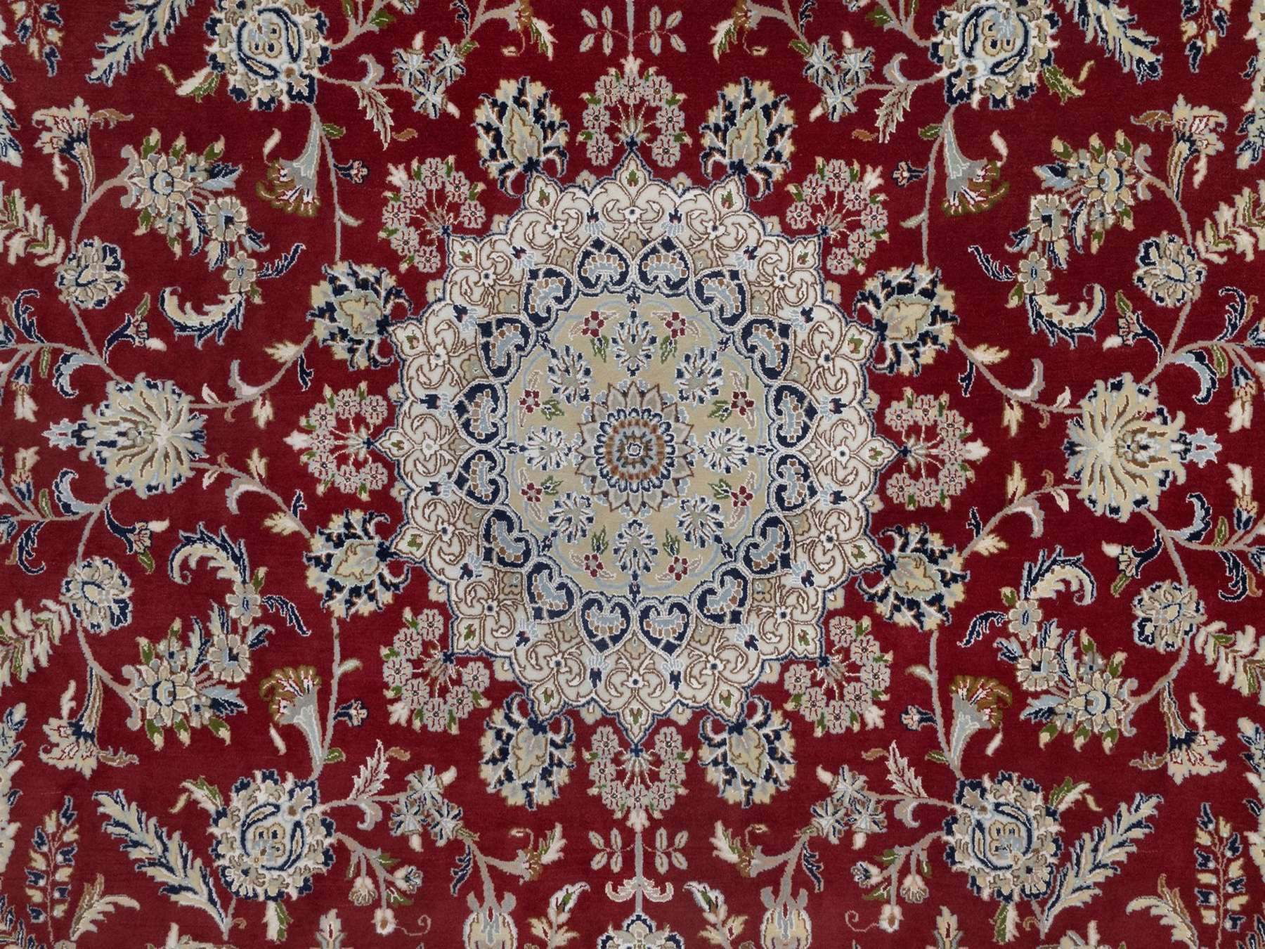 Nain Fine Oriental hand-knotted wool/silk rug in Red & Ivory, 9'11" x 14'1" — SKU O091610 (view 8)