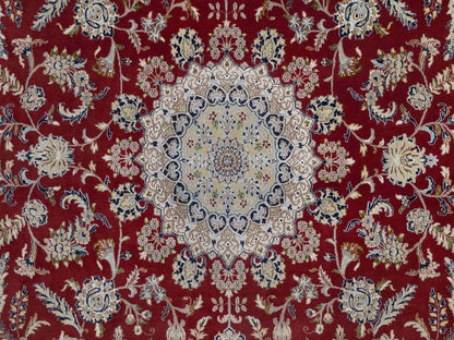 Nain Fine Oriental hand-knotted wool/silk rug in Red & Ivory, 9'11" x 14'1" — SKU O091610 (view 8)