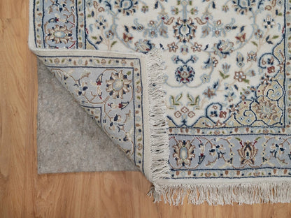 Nain Fine Oriental hand-knotted wool/silk runner in Ivory & Light Blue, 2'10" x 14'6" — SKU O091614 (view 3)