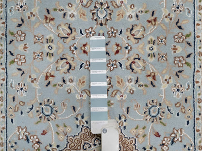 Blue 2'7" x 18'5" Fine Oriental Hand knotted Wool/Silk Rug - Sku: O091615