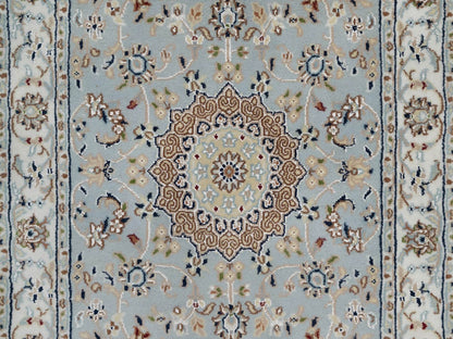 Blue 2'7" x 18'5" Fine Oriental Hand knotted Wool/Silk Rug - Sku: O091615