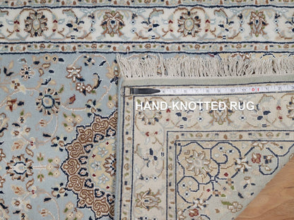 Blue 2'7" x 18'5" Fine Oriental Hand knotted Wool/Silk Rug - Sku: O091615