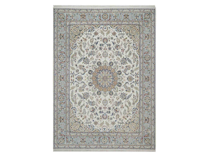 Nain hand-knotted wool/silk rug in Ivory, 8'9" x 12', SKU O091620
