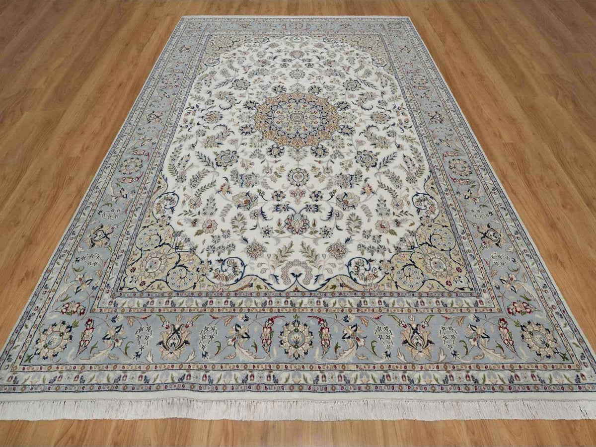 Nain hand-knotted wool/silk rug in Ivory, 8'9" x 12', SKU O091620 (view 2)