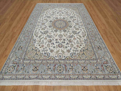 Nain hand-knotted wool/silk rug in Ivory, 8'9" x 12', SKU O091620 (view 2)