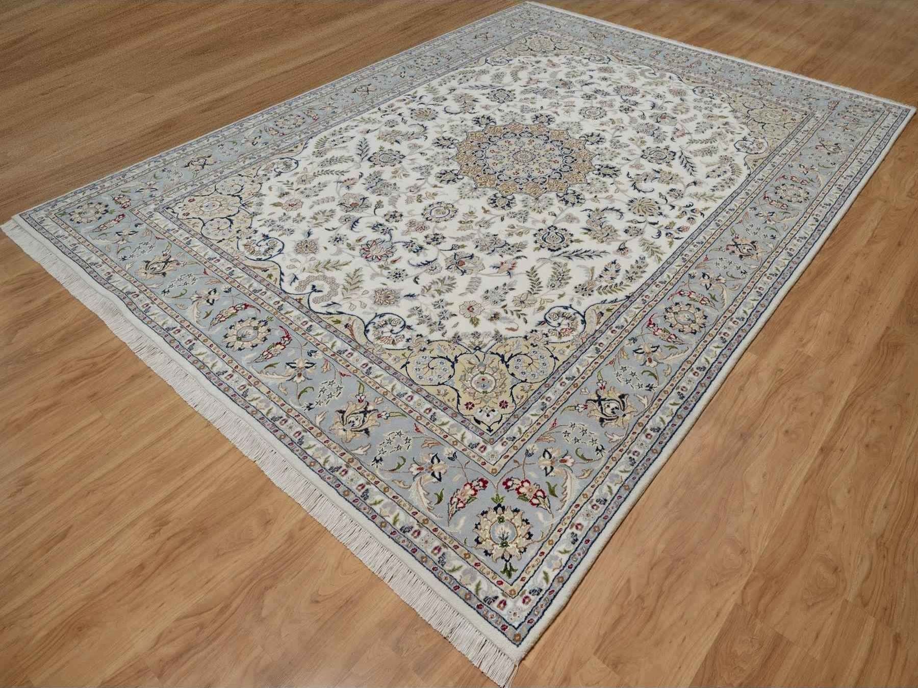 Nain hand-knotted wool/silk rug in Ivory, 8'9" x 12', SKU O091620 (view 3)
