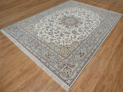 Nain hand-knotted wool/silk rug in Ivory, 8'9" x 12', SKU O091620 (view 3)