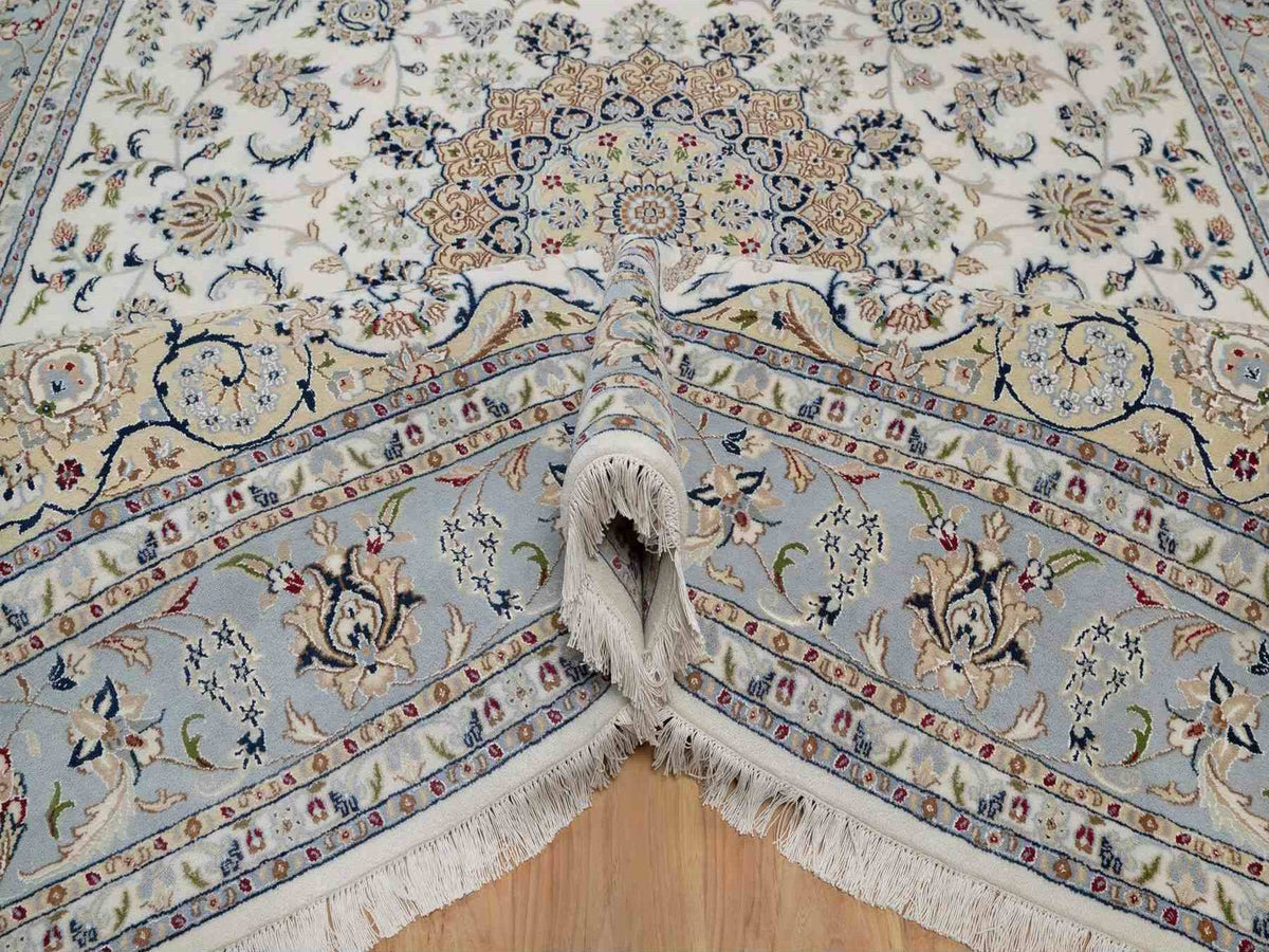 Nain hand-knotted wool/silk rug in Ivory, 8'9" x 12', SKU O091620 (view 5)