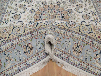 Nain hand-knotted wool/silk rug in Ivory, 8'9" x 12', SKU O091620 (view 5)