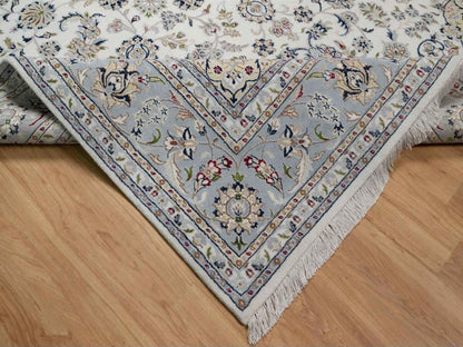 Nain hand-knotted wool/silk rug in Ivory, 8'9" x 12', SKU O091620 (view 6)