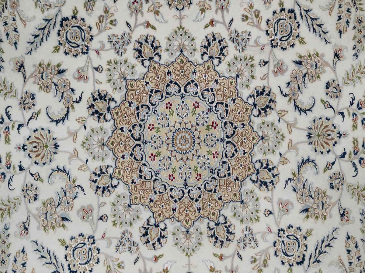 Nain hand-knotted wool/silk rug in Ivory, 8'9" x 12', SKU O091620 (view 8)