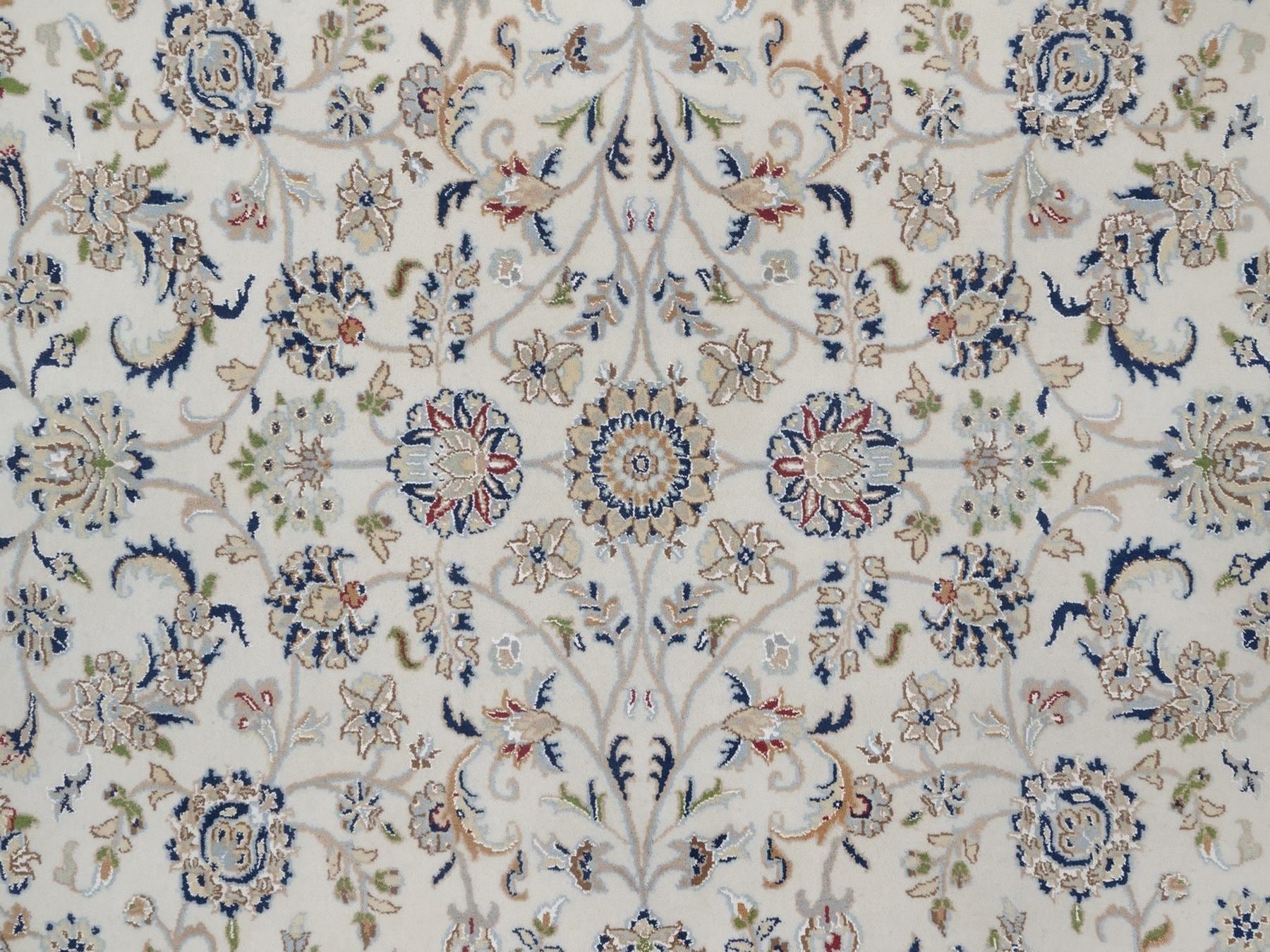 Nain Fine Oriental hand-knotted wool/silk rug in Ivory & Midnight Blue, 7'9" x 7'9" — SKU O091622 (view 8)