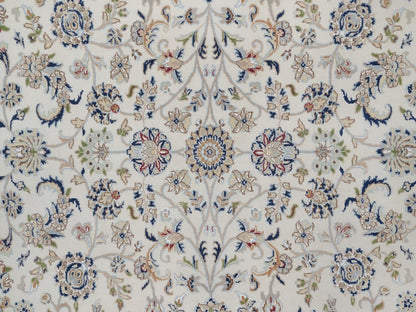 Nain Fine Oriental hand-knotted wool/silk rug in Ivory & Midnight Blue, 7'9" x 7'9" — SKU O091622 (view 8)