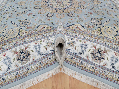Blue 12'0" x 18'4" Fine Oriental Hand knotted Wool/Silk Rug - Sku: O091627