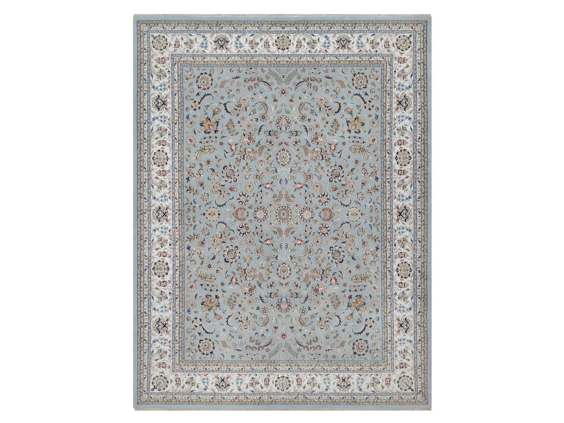 Blue 11'11" x 15'7" Fine Oriental Hand knotted Wool/Silk Rug - Sku: O091630