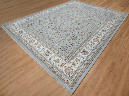 Blue 11'11" x 15'7" Fine Oriental Hand knotted Wool/Silk Rug - Sku: O091630