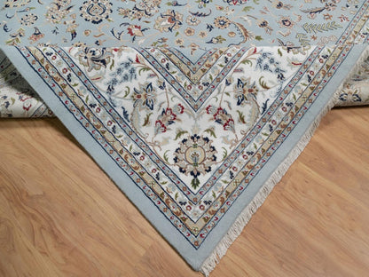 Blue 11'11" x 15'7" Fine Oriental Hand knotted Wool/Silk Rug - Sku: O091630
