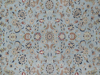 Blue 11'11" x 15'7" Fine Oriental Hand knotted Wool/Silk Rug - Sku: O091630