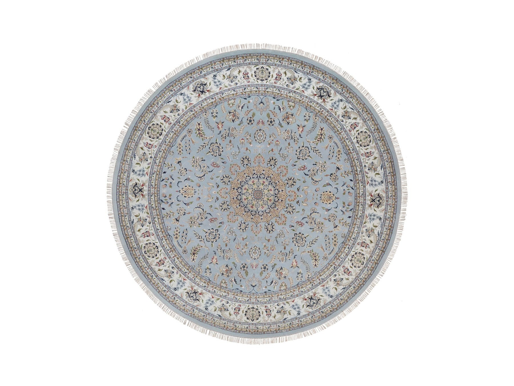 Blue 11'9" x 11'9" Fine Oriental Hand knotted Wool/Silk Rug - Sku: O091635