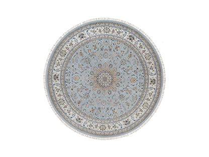 Blue 11'9" x 11'9" Fine Oriental Hand knotted Wool/Silk Rug - Sku: O091635