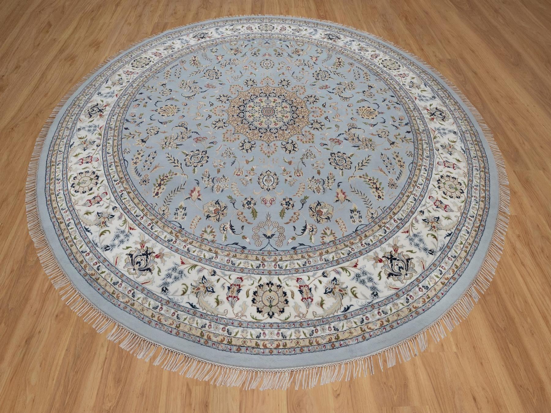 Blue 11'9" x 11'9" Fine Oriental Hand knotted Wool/Silk Rug - Sku: O091635
