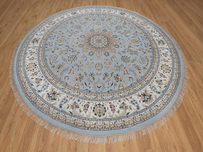 Blue 11'9" x 11'9" Fine Oriental Hand knotted Wool/Silk Rug - Sku: O091635