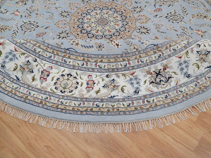 Blue 11'9" x 11'9" Fine Oriental Hand knotted Wool/Silk Rug - Sku: O091635