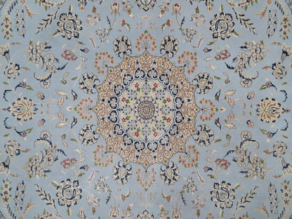 Blue 11'9" x 11'9" Fine Oriental Hand knotted Wool/Silk Rug - Sku: O091635