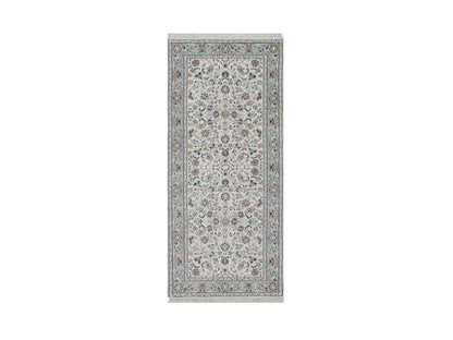 Ivory 2'9" x 6'1" Fine Oriental Hand knotted Wool/Silk Rug - Sku: O091636