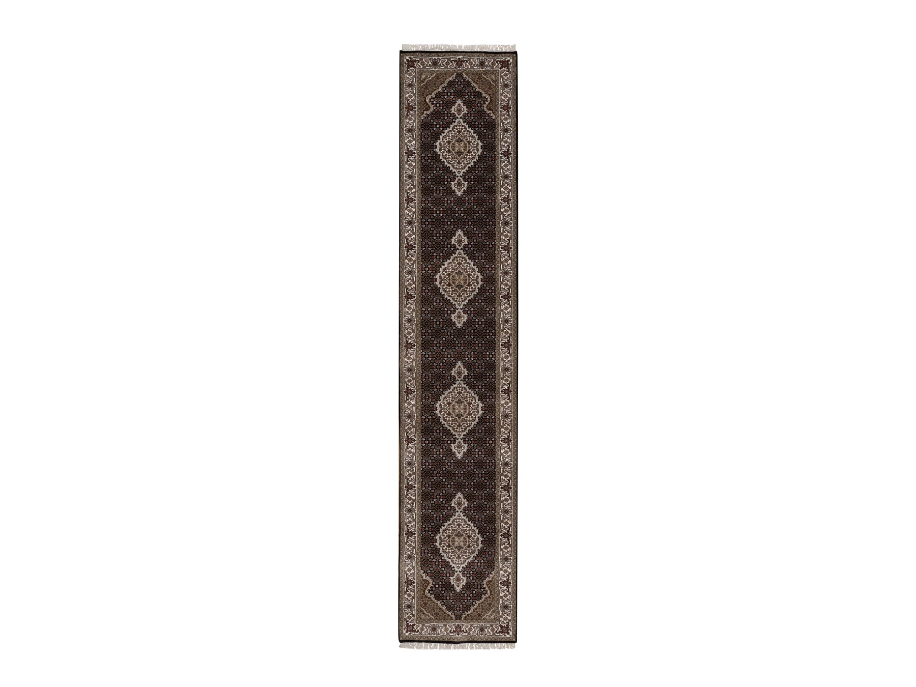 Black 2'10" x 13'11" Fine Oriental Hand knotted Wool Rug - Sku: O091639