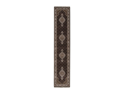 Black 2'10" x 13'11" Fine Oriental Hand knotted Wool Rug - Sku: O091639
