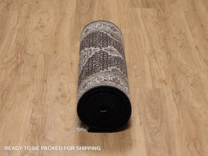 Black 2'10" x 13'11" Fine Oriental Hand knotted Wool Rug - Sku: O091639