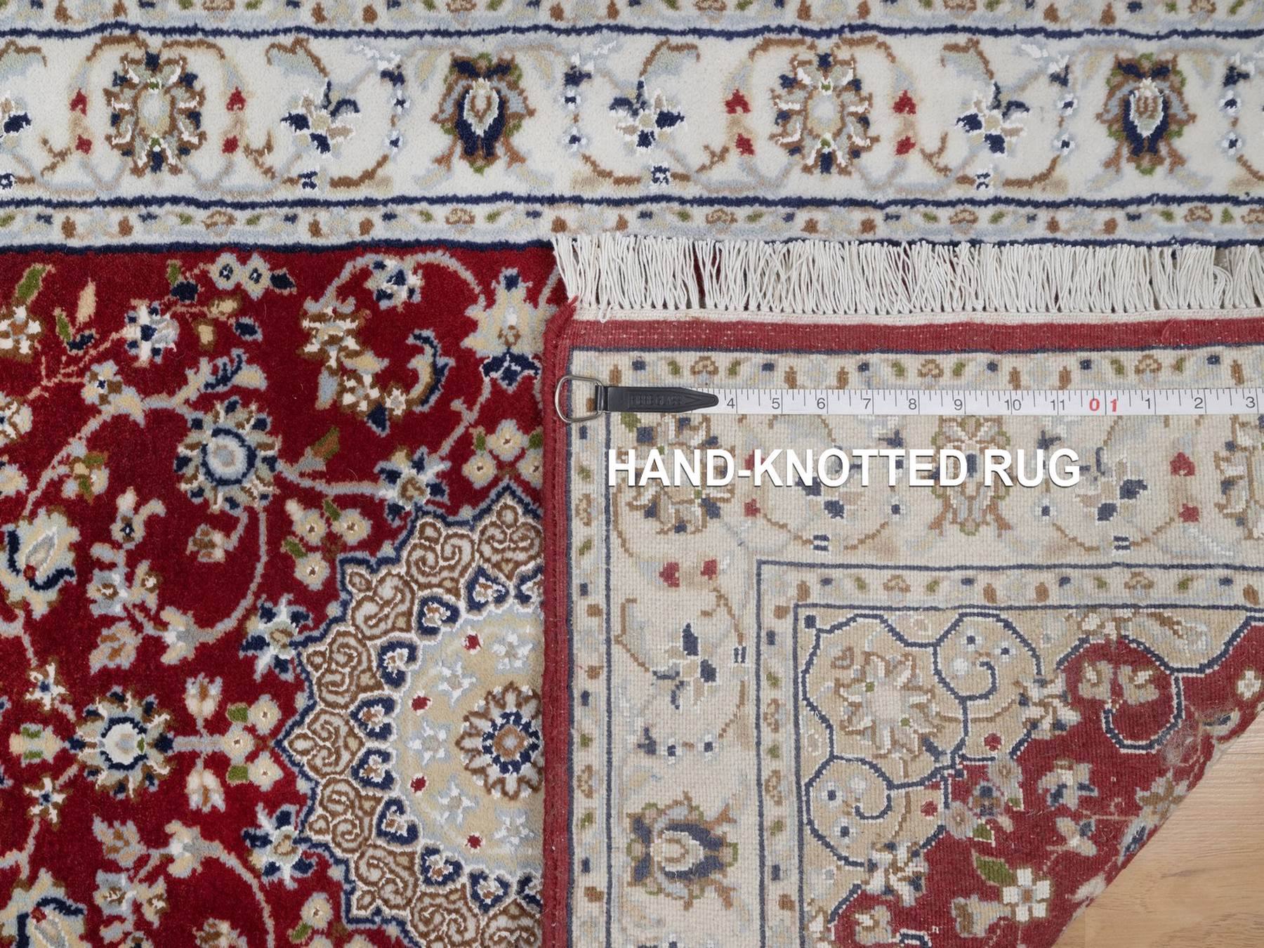 Nain Fine Oriental hand-knotted wool/silk runner in Red & Ivory, 2'7" x 10'3" — SKU O091642 (view 8)