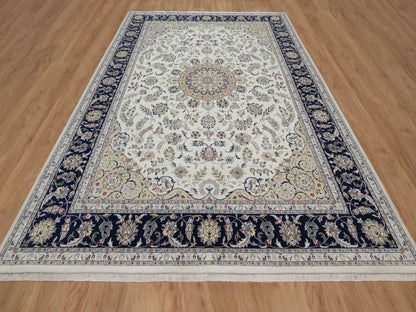 Ivory 8'11" x 12'3" Fine Oriental Hand knotted Wool/Silk Rug - Sku: O091643