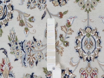 Nain Fine Oriental hand-knotted wool/silk rug in Ivory & Midnight Blue, 8'11" x 12'3" — SKU O091643 (view 7)