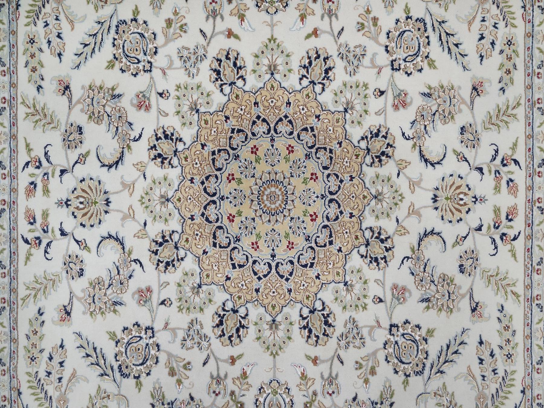 Nain Fine Oriental hand-knotted wool/silk rug in Ivory & Midnight Blue, 8'11" x 12'3" — SKU O091643 (view 8)