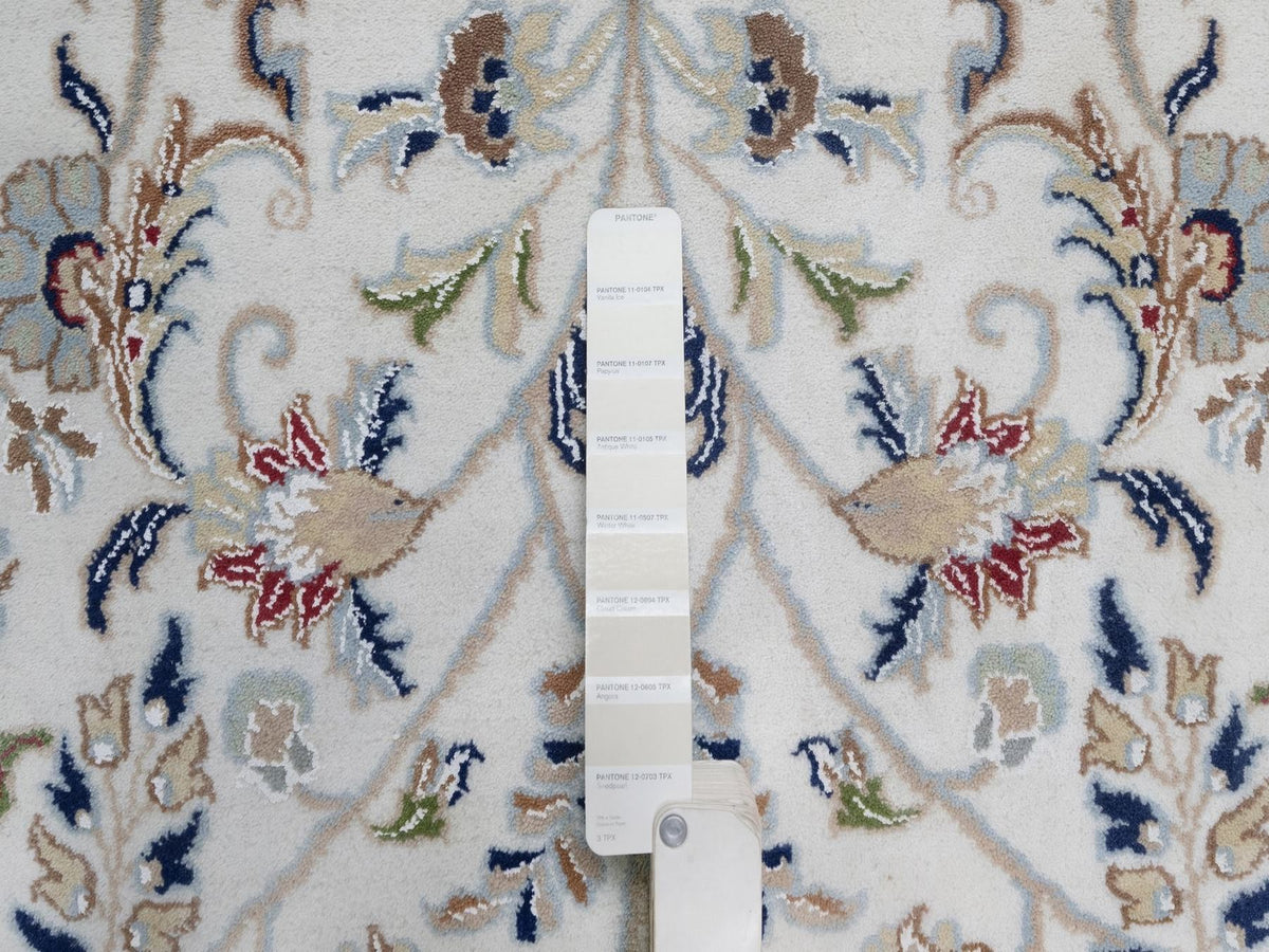 Nain Fine Oriental hand-knotted wool/silk rug in Ivory & Midnight Blue, 9'11" x 14'3" — SKU O091644 (view 7)