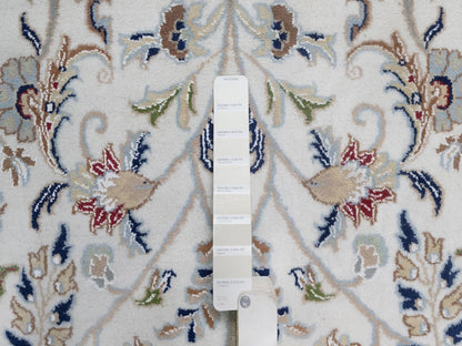 Nain Fine Oriental hand-knotted wool/silk rug in Ivory & Midnight Blue, 9'11" x 14'3" — SKU O091644 (view 7)